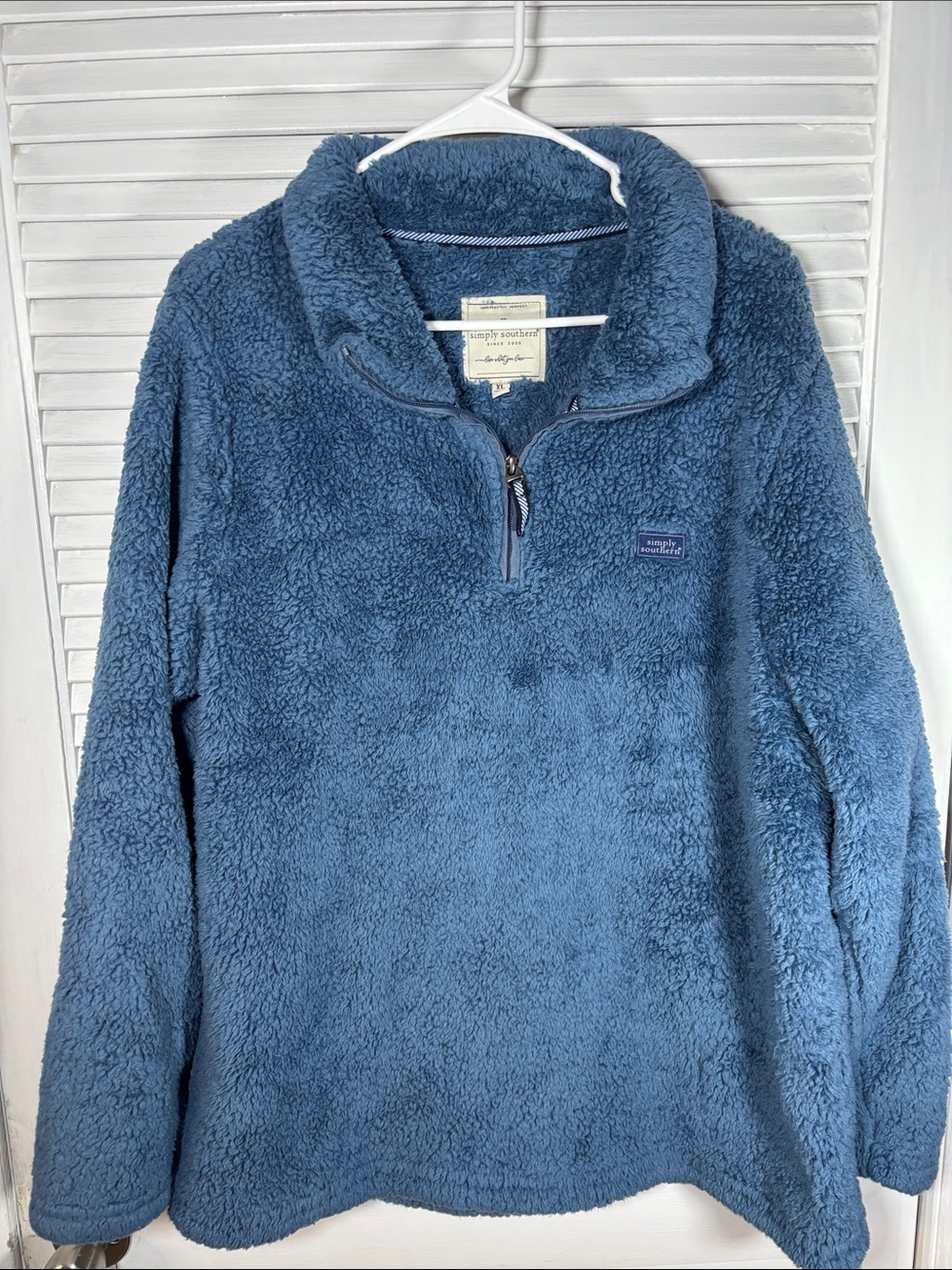 Simply Southern Women's Navy Blue Sherpa Half-Zip Pullover